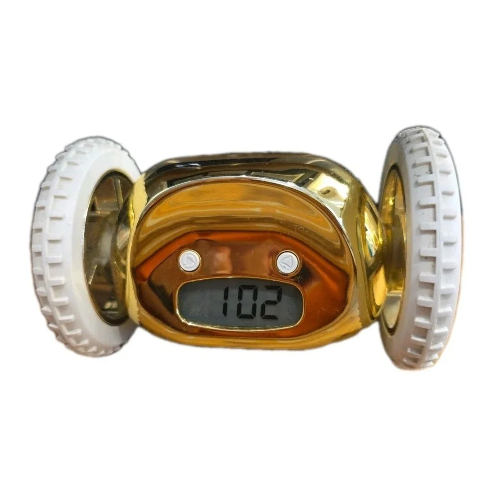 Clocky Runaway Alarm Clock on Wheels • Chrome • Heavy Sleepers  • Tested Working